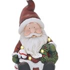 Estatueta Natalina Papai Noel Sentado Guirlanda Led Luz 39cm