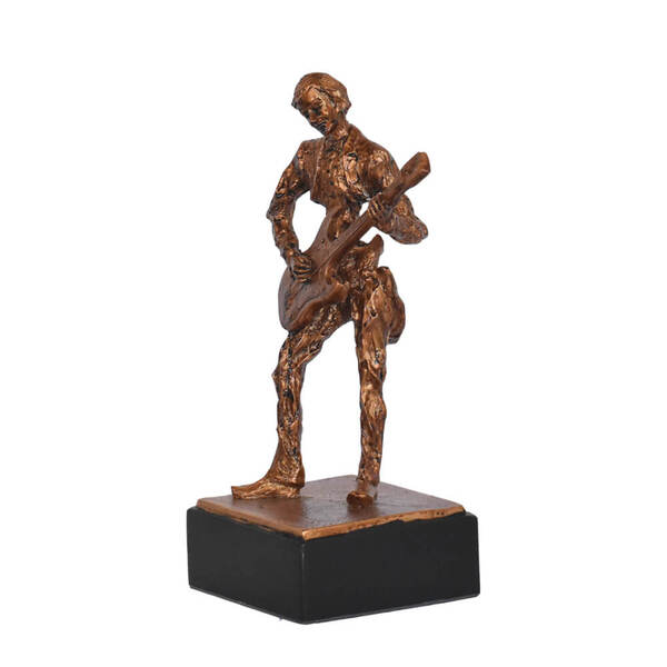 Estatueta Para Decoração De Sala Guitarra Gold Music 25 Cm