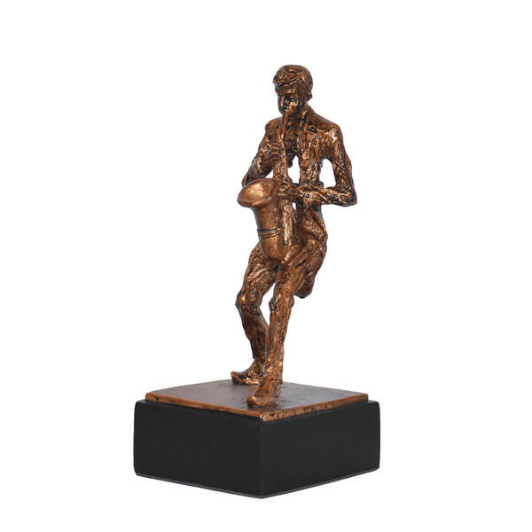 Estatueta Para Decoração Saxofone Gold Musica 24,5 Cm
