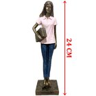 Estatueta Profissão Professora Escultura Enfeite Resina 24cm