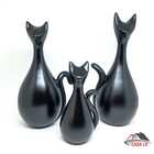 Estatuetas Família De Gatos - Preto Fosco