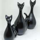 Estatuetas Família De Gatos - Preto Fosco