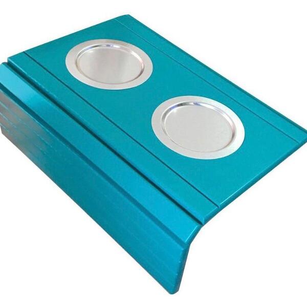 Esteira Bandeja Para Braço Sofá Azul Tifany Porta Copo Alumín