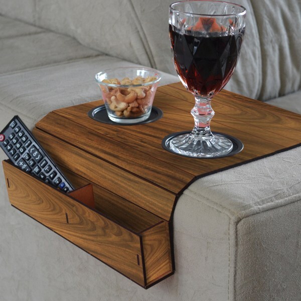 Esteira Bandeja Porta Copos E Porta Controle - Ipê Amarelo