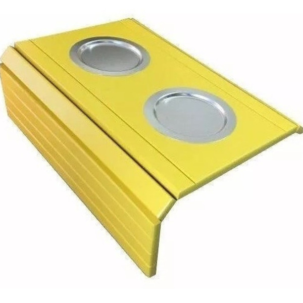 Esteira Decorativa Laqueada Apoio Sofá Copo Alumínio Amarelo