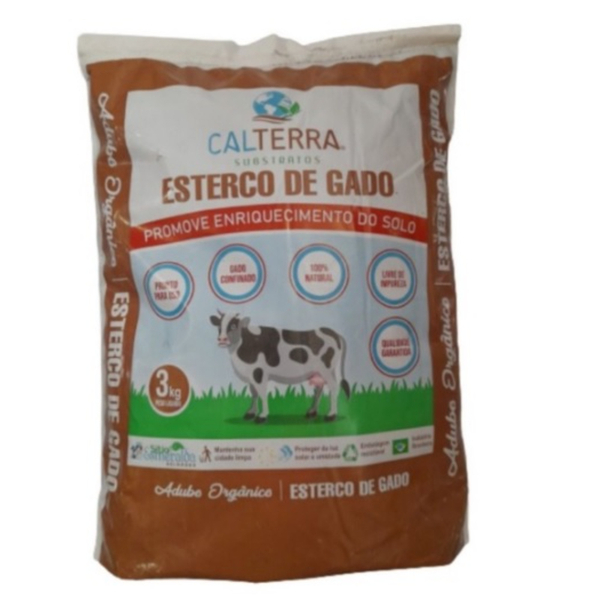 Esterco Bovino 3kg Adubo Enriquecimento De Solo Calterra
