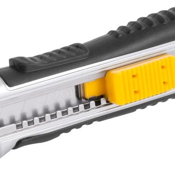 Estilete Largo 18mm Corpo Metálico Com Guia Botão Trava E Pa