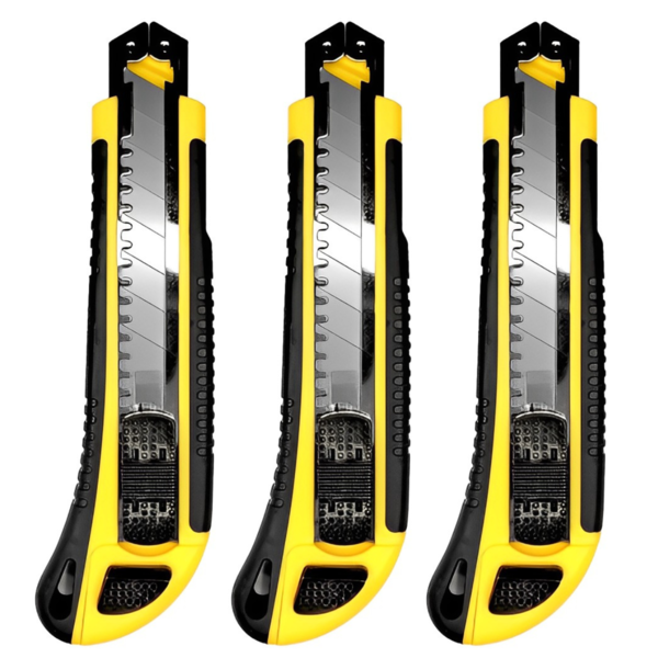 Estilete Profissional Emborrachado com Trava 18mm 5 Lâminas A