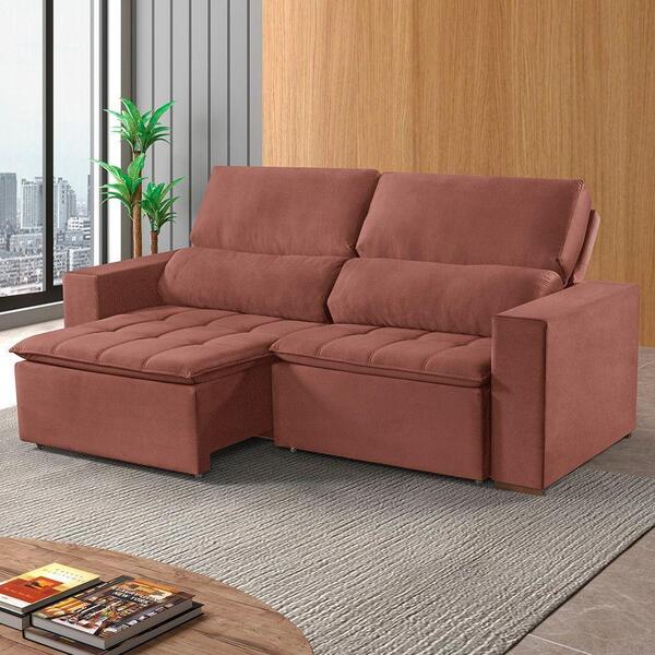 Estofado 2 Lugares 180 Pés De Madeira Caramelo Com Castanho