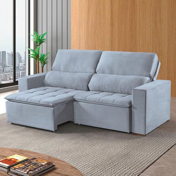 Estofado 2 Lugares 180 Pés De Madeira Cinza Com Castanho