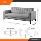 Estofado 3 Lugares Base De Madeira Saturno 02 Com Canela