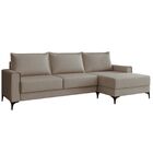 Estofado 3 Lugares Chaise Lado Direito Bege