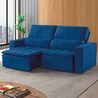 Estofado 3 Lugares Pés De Madeira Azul Com Castanho