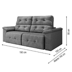 Estofado 3 Lugares Retrátil Reclinável Barcelona Suede Cinza