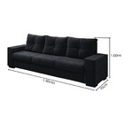 Estofado 3 Lugares Toronto Suede Preto 1.90mts