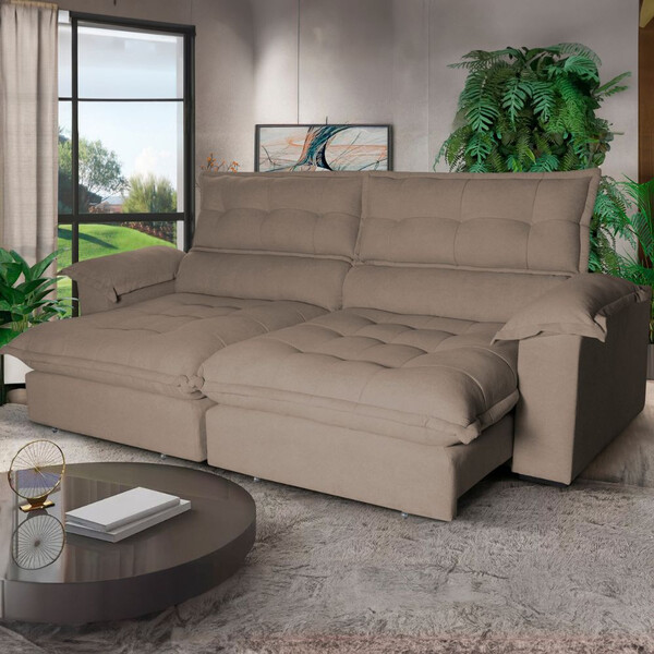 Estofado Hellen Aconchego 3 Lugares Retrátil Reclinável 2,70