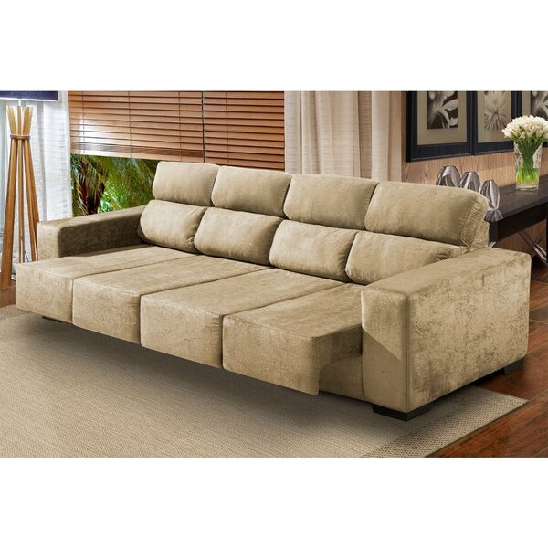 Estofado Jandaia Opus 4 Lugares Retráteis Tecido Suede Amassa