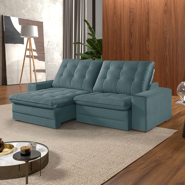 Estofado Lexus 210 Veludo Paris Pés De Madeira Talento Móveis