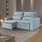 Estofado Milan 3 Lugares 220 Veludo Paris Pés De Madeira Tale