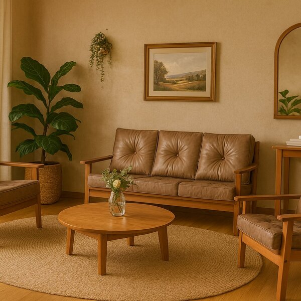 Estofado New Florença 3 Lugares Nogueira Claro