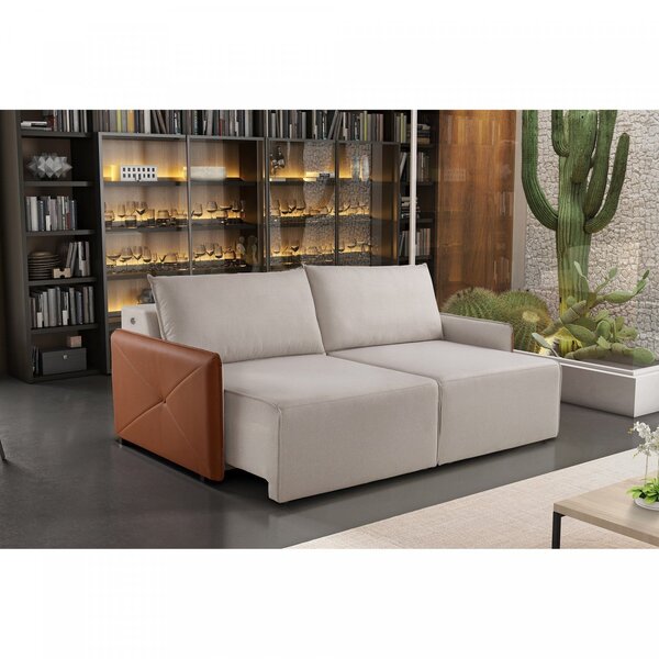 Estofado Retrátil 260cm Com Usb Urban  Bege/paçoca