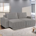 Estofado Retrátil Com Baú 230cm E Com Usb Línea  Cinza Claro