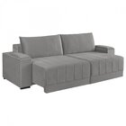 Estofado Retrátil Com Baú 290cm Línea  Cinza Claro