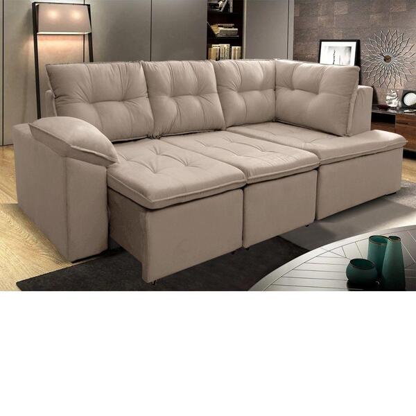 Estofado Sofá Cama Napoles 2 Lugares 600 Bege