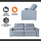 Estofados 3 Lugares Pés De Madeira Cinza Com Castanho