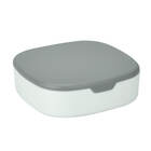 Estojo Caixinha Porta Joias Pequeno Compacto Com Espelho Cinz