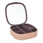 Estojo Caixinha Porta Joias Pequeno Compacto Com Espelho Rosa