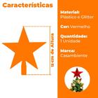Estrela Ponteira De Árvore De Natal Vermelha 15cm - Casambien