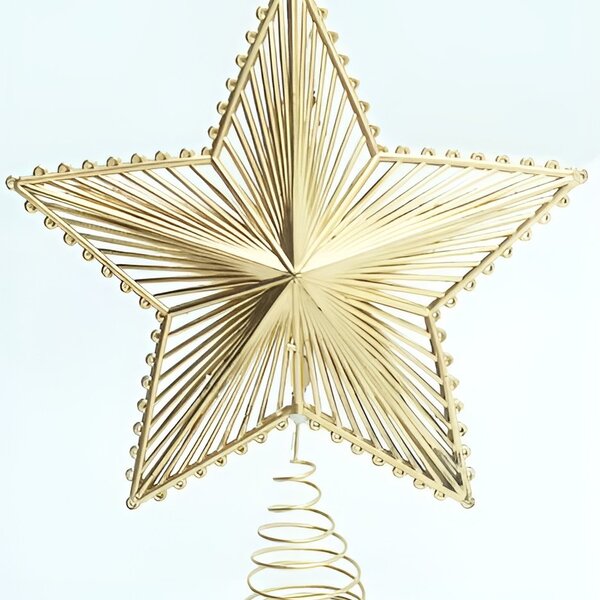 Estrela Topo Árvore De Natal Decorativa Dourado Luxo 24cm
