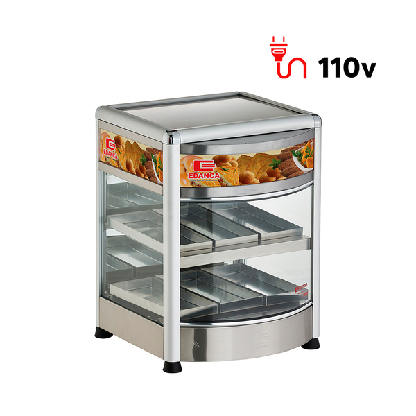 Estufa Vertical Térmica P/ Salgados Vitrine Curva 6 Bandejas