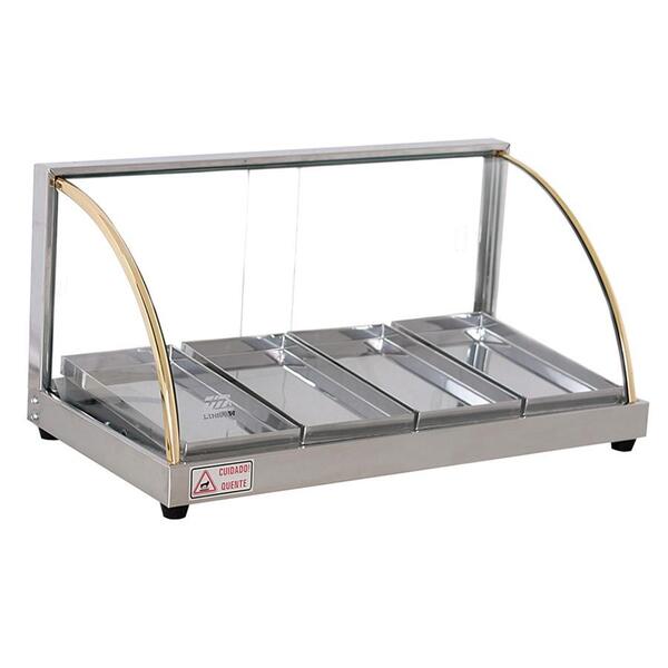 Estufa Vidro Curvo Bancada Salgados Horizontal 4 Bandejas W4b