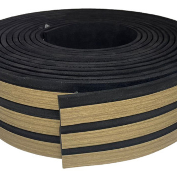 Eva Rodape Ripado Laminado Acabamento Madeirado Preto - 10m