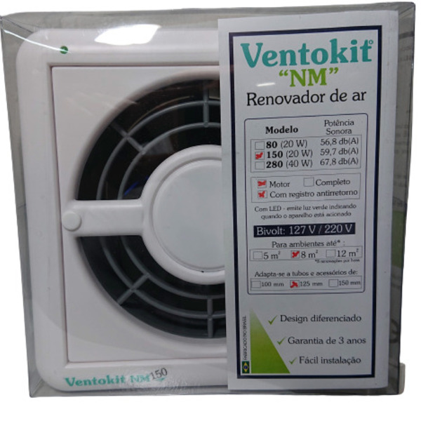 Exaustor Ventokit M 150 A Nm C/ Reg Anti Retorno Shaft Coleti