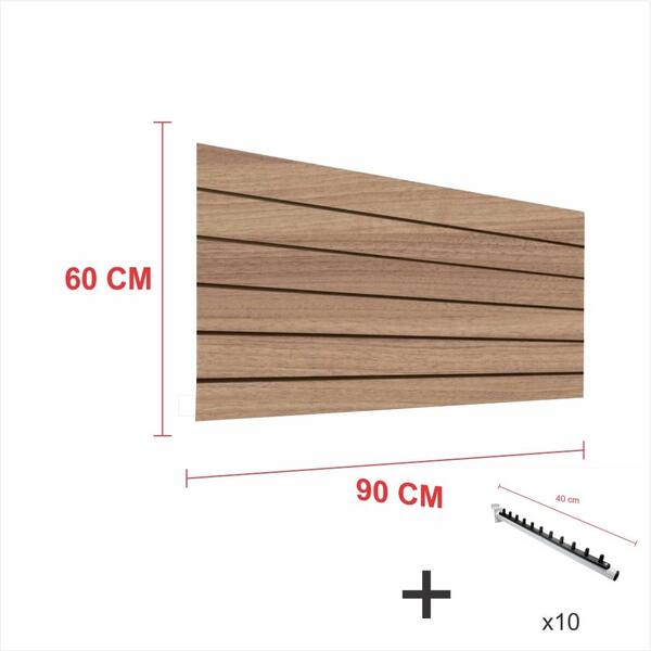 Expositor Canaletado Amadeirado 60cm X 90cm 10 Ganchos Rt 40cm