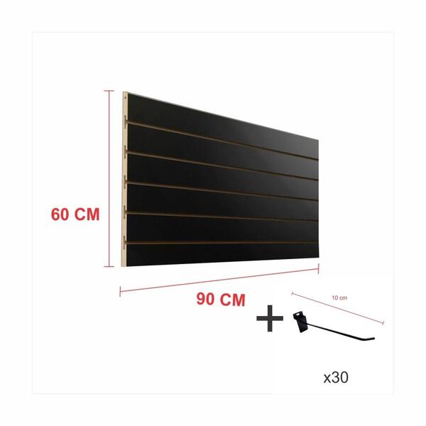 Expositor Canaletado Preto 60cm X 90cm 30 Ganchos 10cm