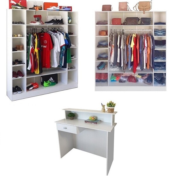 Expositor De Roupa Cabide Arara + Balcão De Atendimento Loja