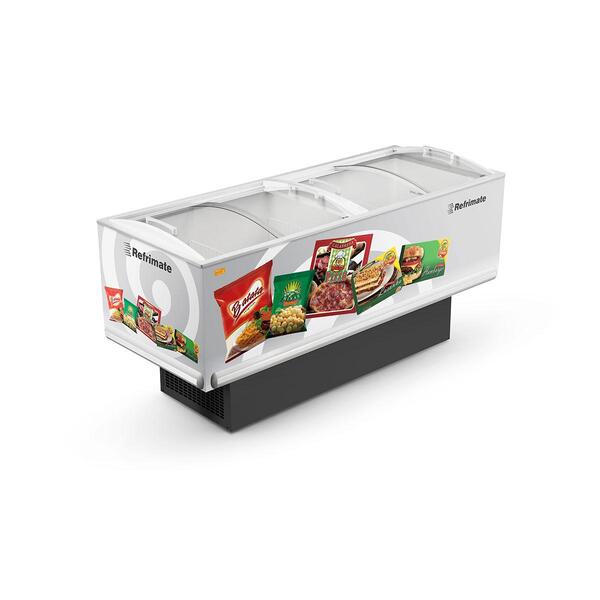 Expositor Ilha Congelados Plus Vidro Curvo 2,00m Eip 2000 Vc