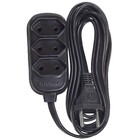 Extensão 3 Metros Bipolar Preta Com 3 Tomadas Fiolux