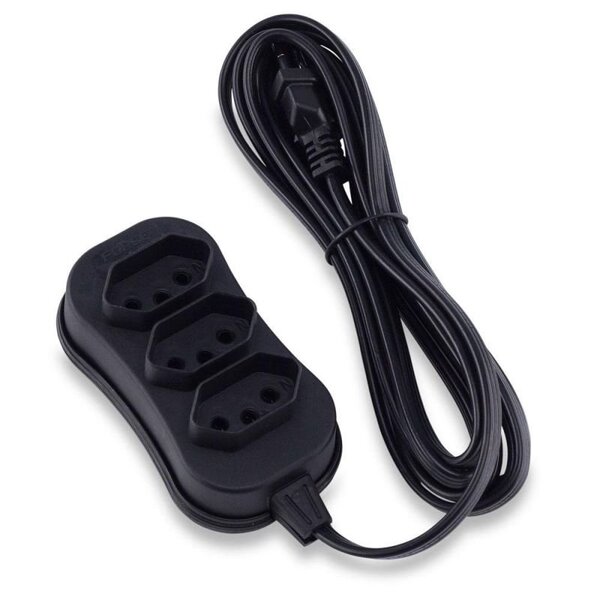 Extensão 3 Tomadas 3m 10a Slim Tripolar Pto Force Line 018020