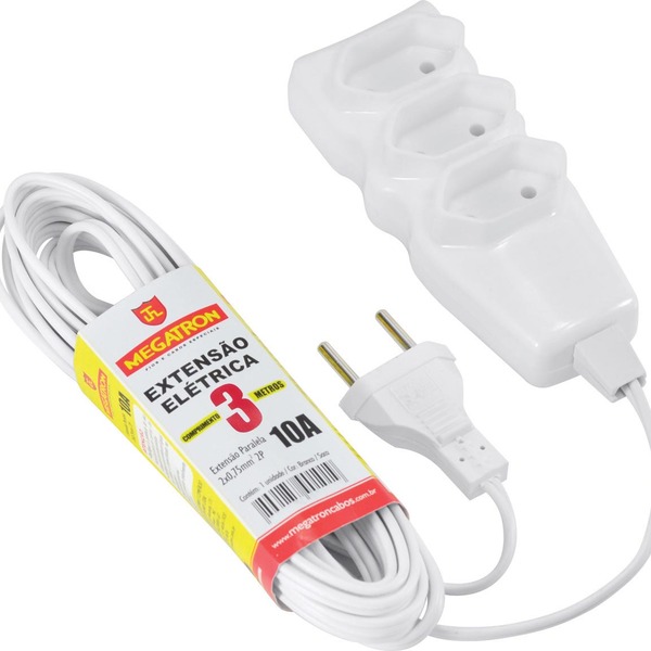 Extensão Cabo Pl 2x0,75 3 Metros Branca 97