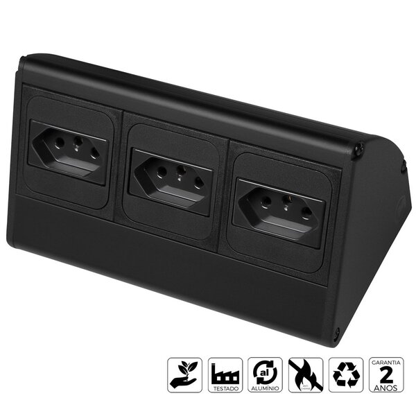 Extensão Caixa De Tomada De Sobreposição Com 3 Tomadas 10a Tt