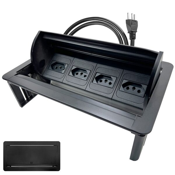 Extensão Caixa De Tomada Embutir Com Tampa Alumínio 4 Tomadas