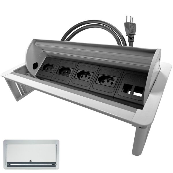 Extensão Caixa De Tomada Embutir Com Tampa Alumínio 4 Tomadas