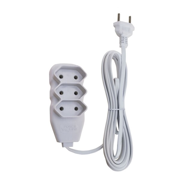 Extensão com Protetor Rearmável 3 Metros 3 Tomadas 10A Branco Force Line