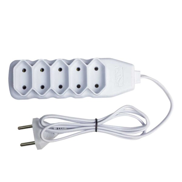 Extensão com Protetor Rearmável 3 Metros 5 Tomadas 10A Branco Force Line