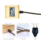 Extensão Decorativa Régua Elétrica Madeira 1 Tomada Preta Cab